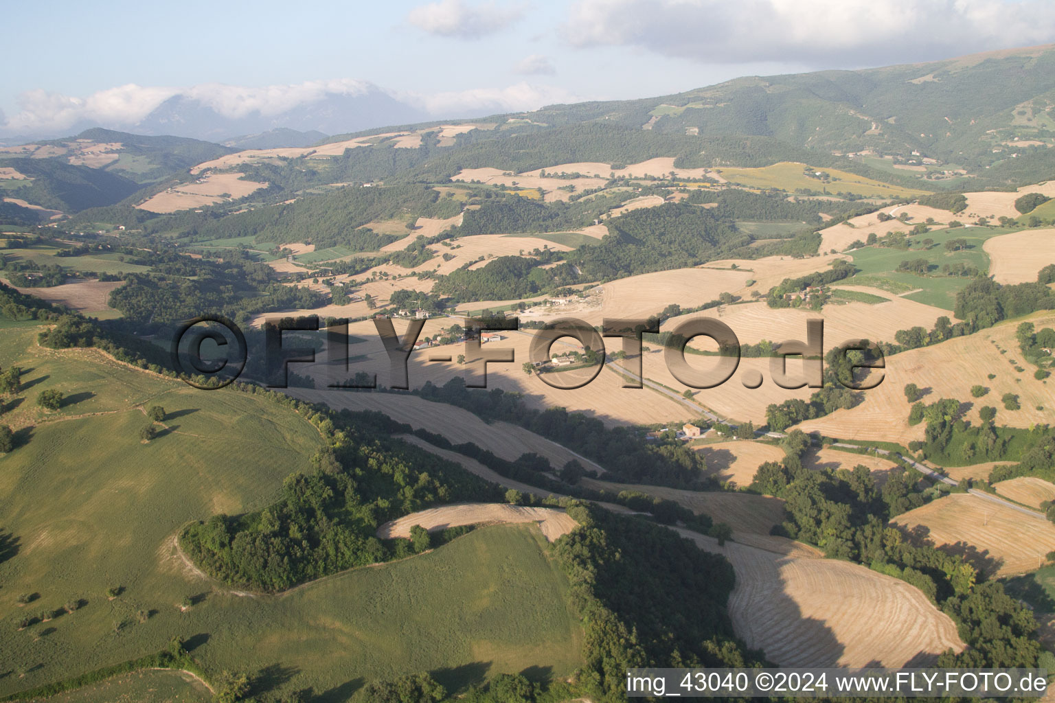 Aerial photograpy of Isola di Fano in the state The Marches, Italy