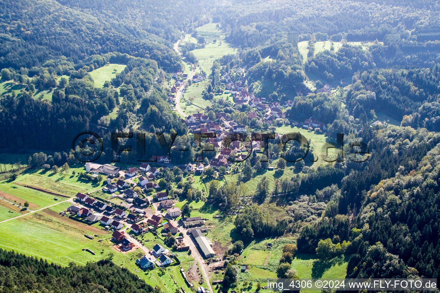 Aerial photograpy of Village view of Bobenthal in the state Rhineland-Palatinate