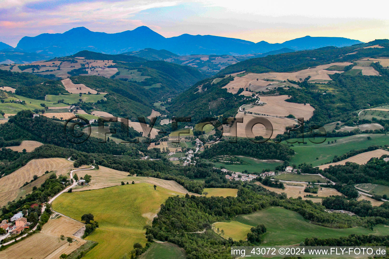 Aerial view of Cartoceto in the state The Marches, Italy