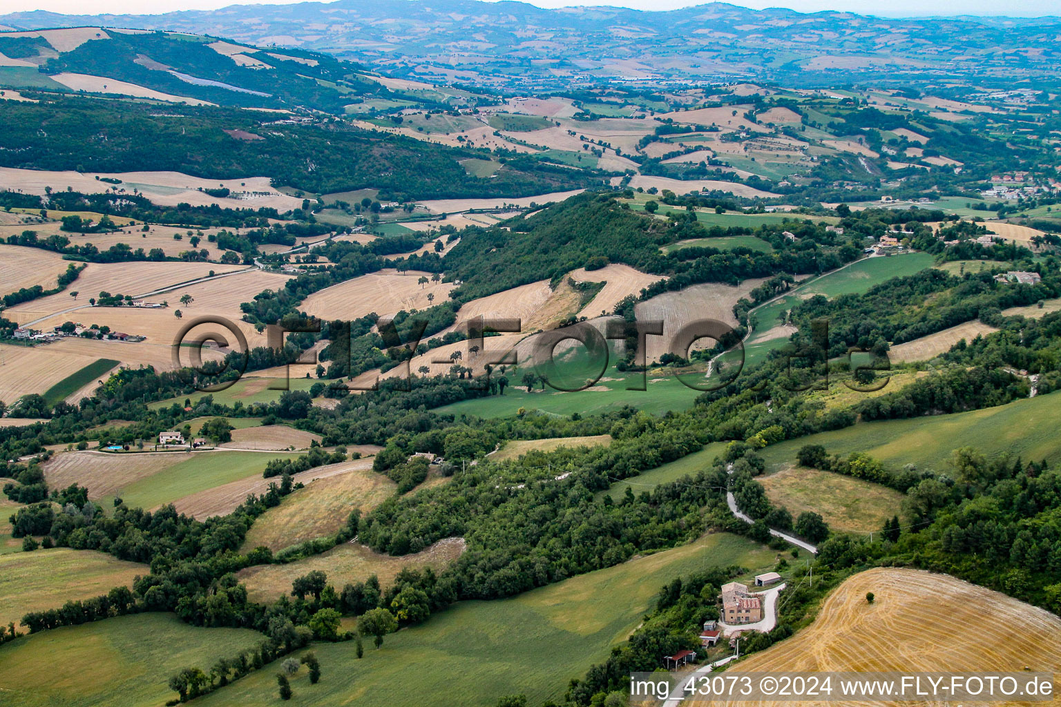 Aerial photograpy of Cartoceto in the state The Marches, Italy