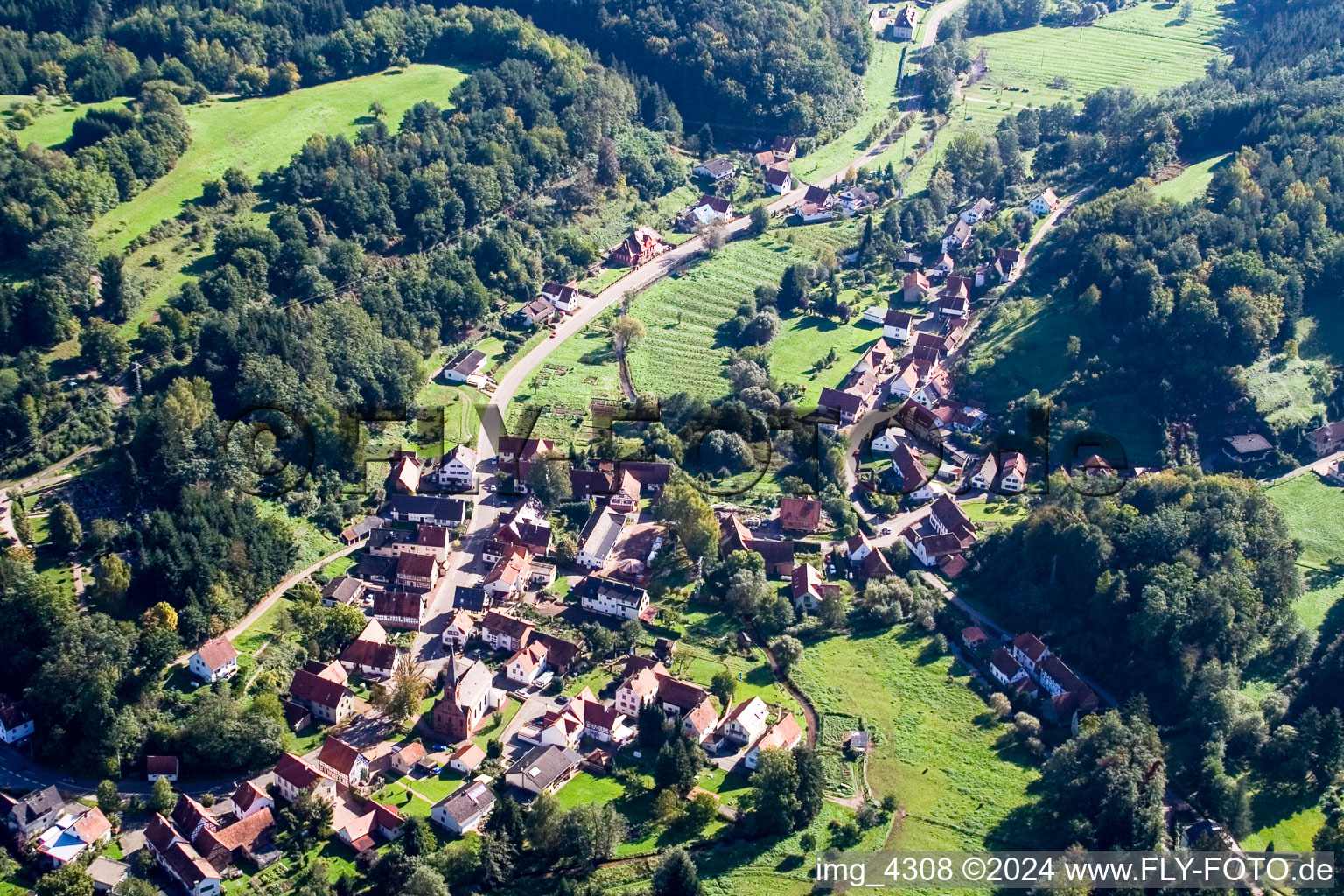 Oblique view of Village view of Bobenthal in the state Rhineland-Palatinate