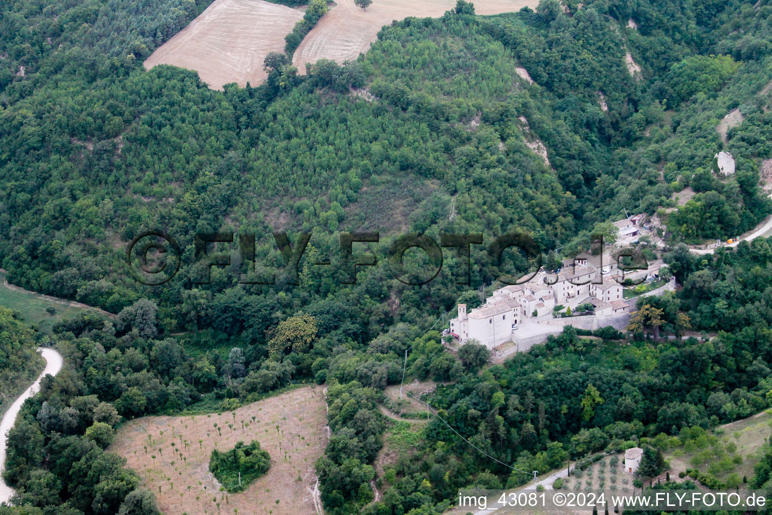 Cartoceto in the state The Marches, Italy seen from above