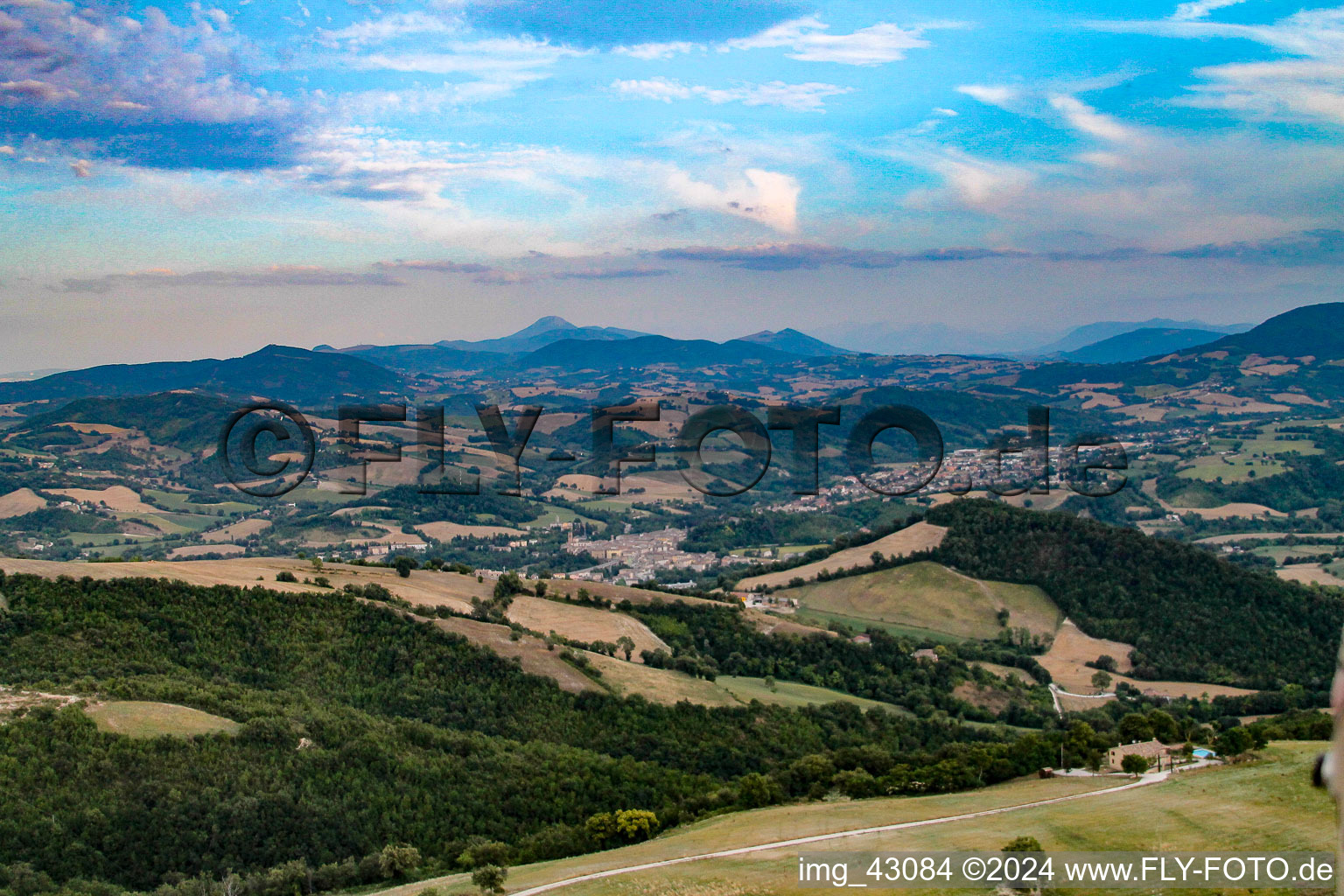 Cartoceto in the state The Marches, Italy from the plane