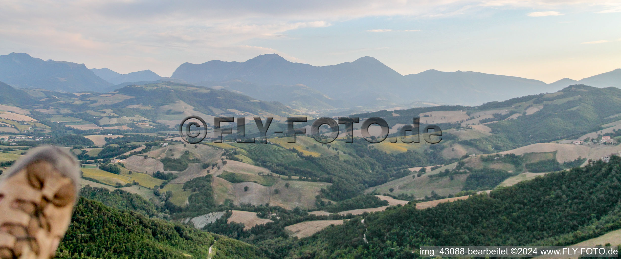 Cartoceto in the state The Marches, Italy viewn from the air