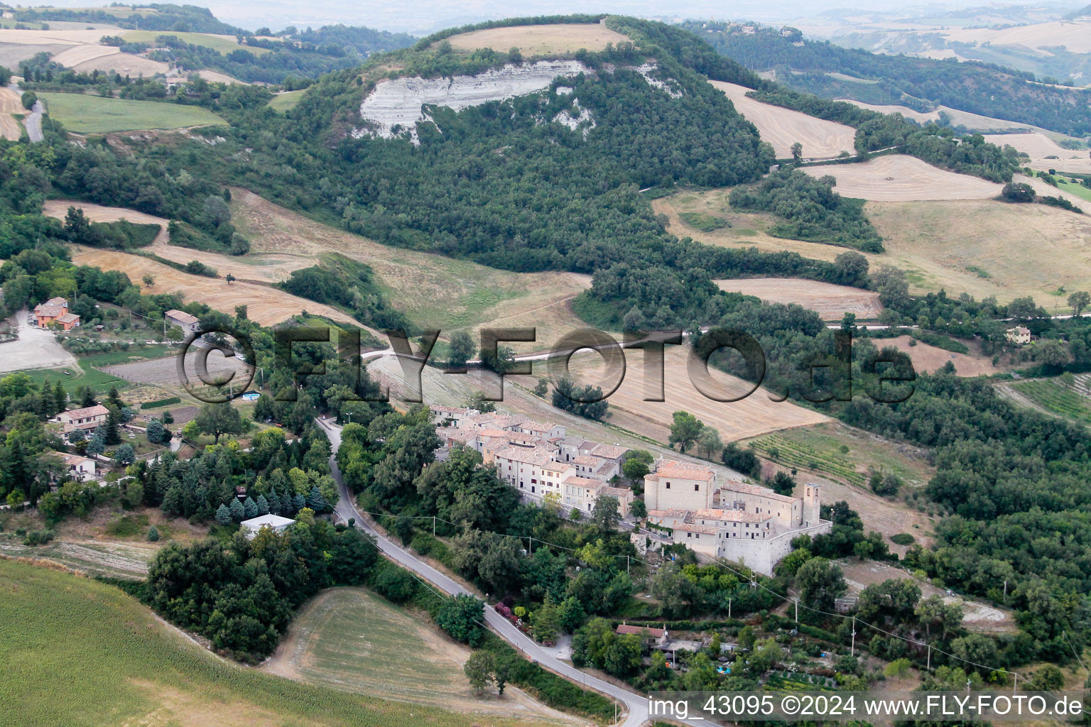 Drone recording of Cartoceto in the state The Marches, Italy