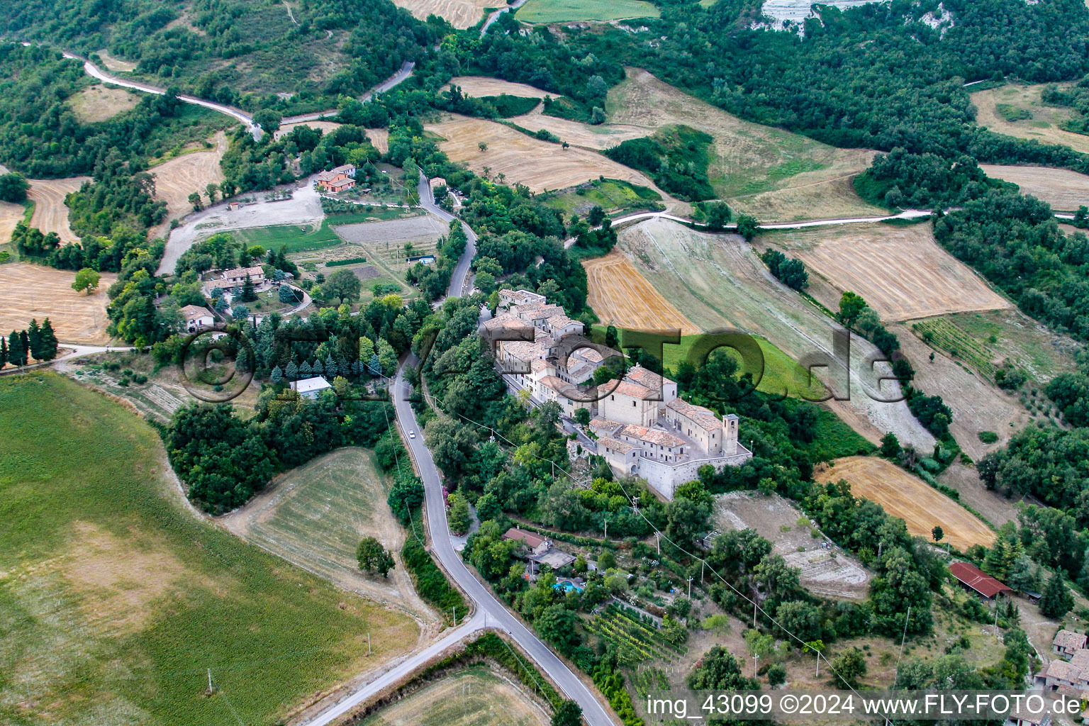 Cartoceto in the state The Marches, Italy from the drone perspective