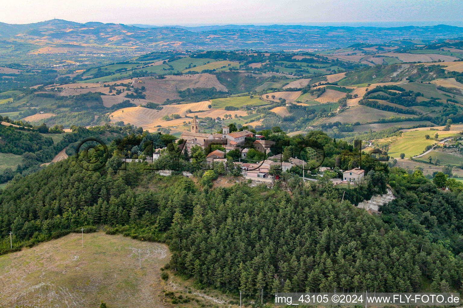 Aerial view of Cartoceto in the state The Marches, Italy