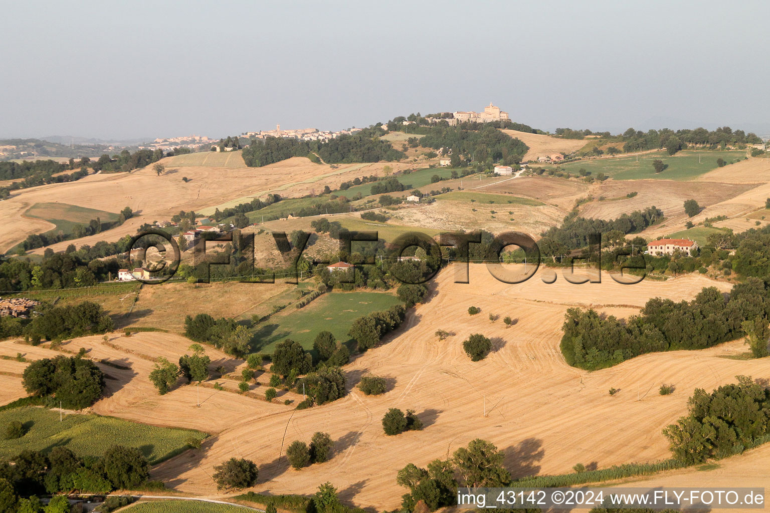 Aerial view of Sant'Ippolito in the state The Marches, Italy