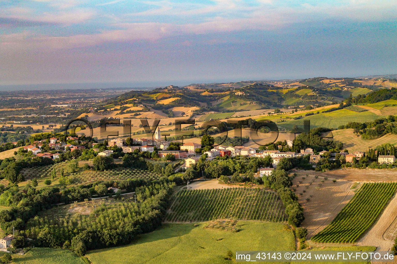 Aerial photograpy of Sant'Ippolito in the state The Marches, Italy