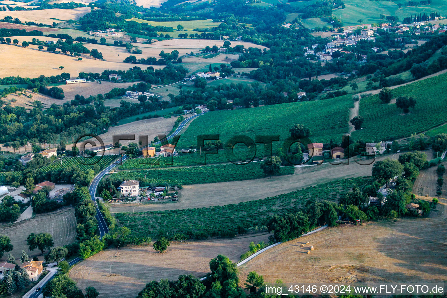 Aerial view of Santa Maria della Valle in the state The Marches, Italy