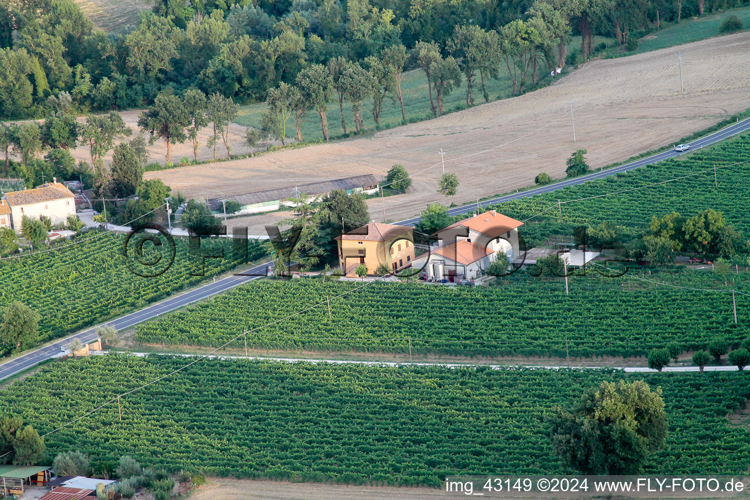 Aerial photograpy of Santa Maria della Valle in the state The Marches, Italy