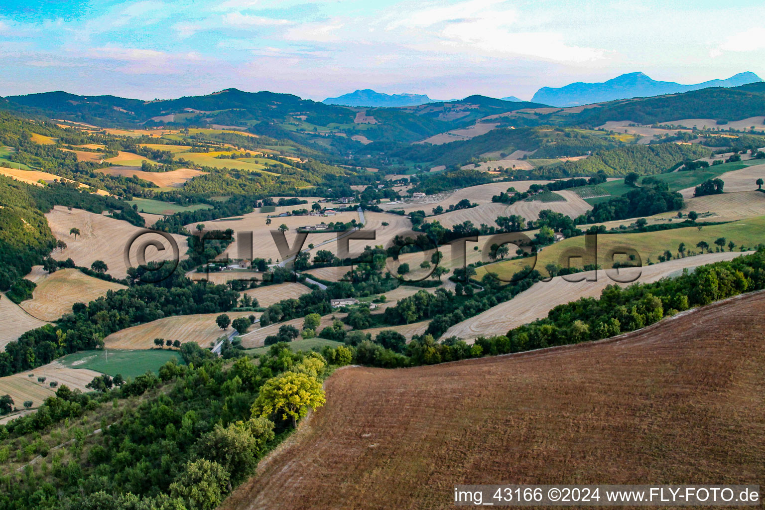 Bird's eye view of Santa Maria della Valle in the state The Marches, Italy