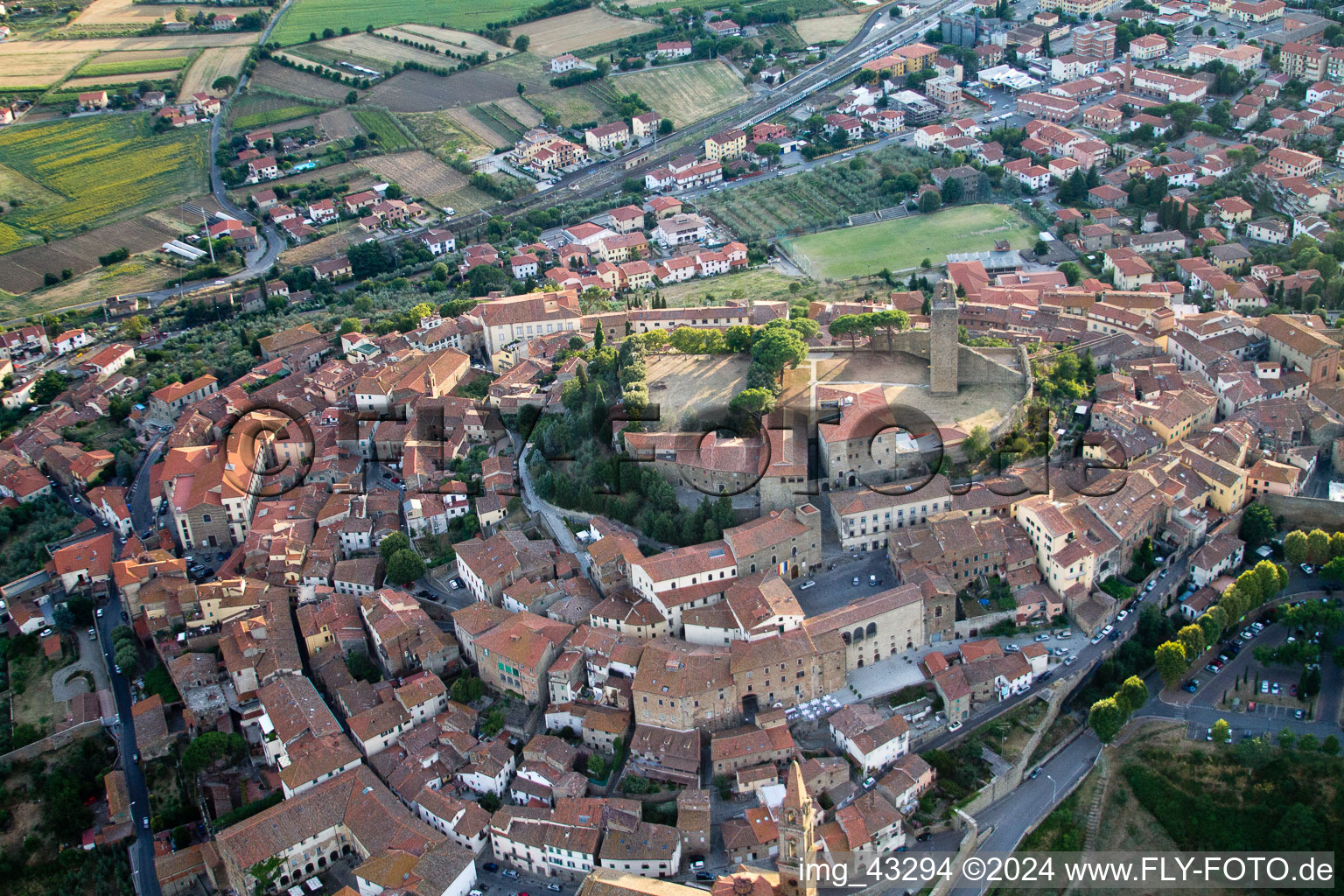 View of the streets and houses of the residential areas in Castiglion Fiorentino in the state Arezzo, Italy