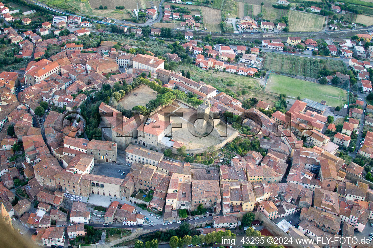 Castiglion Fiorentino in the state Arezzo, Italy from above