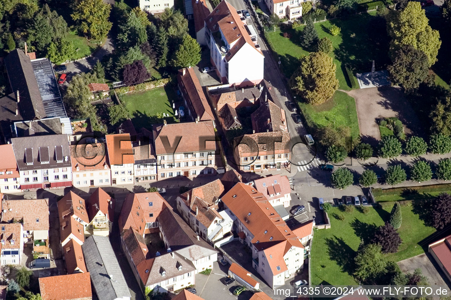 Main Street in Wissembourg in the state Bas-Rhin, France out of the air