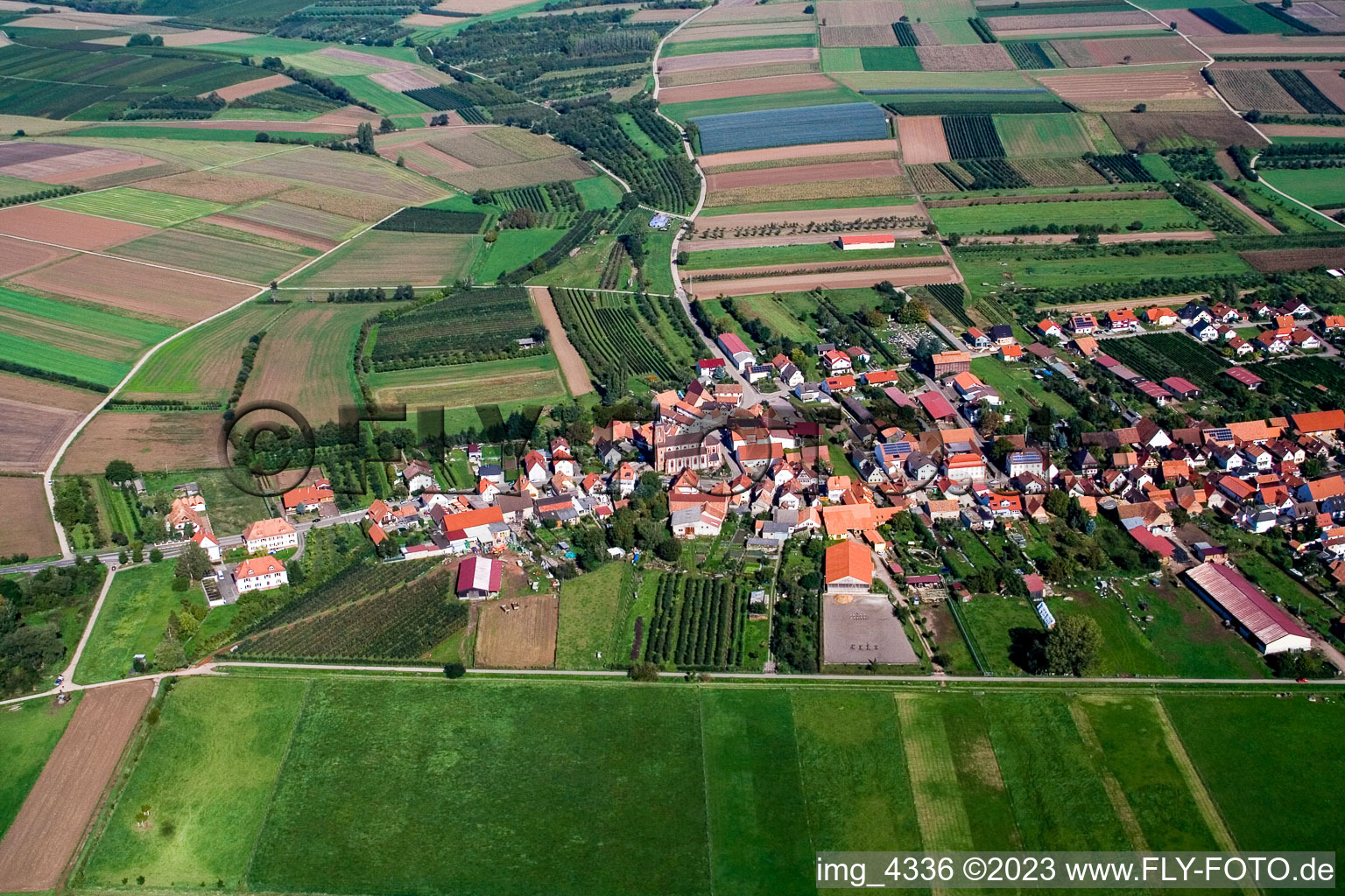 Aerial photograpy of Schweighofen in the state Rhineland-Palatinate, Germany