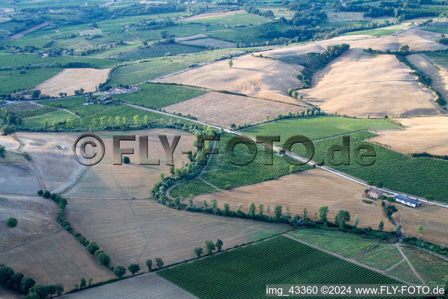 Aerial view of Montefollonico in the state Tuscany, Italy