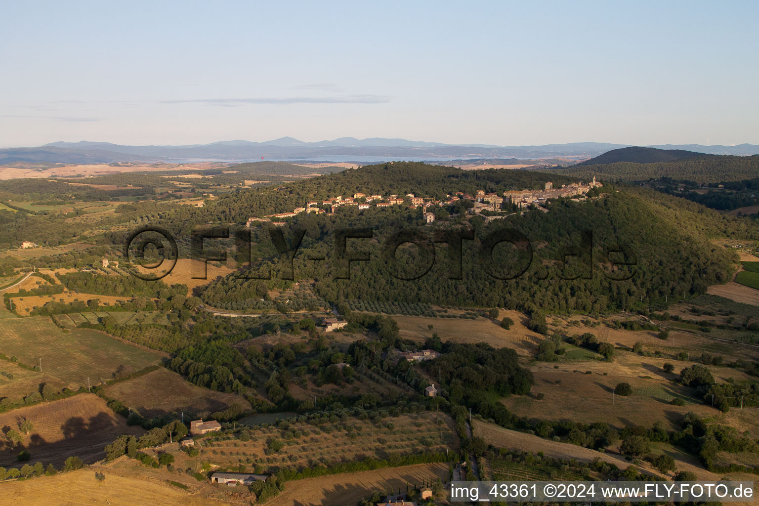 Aerial photograpy of Montefollonico in the state Tuscany, Italy