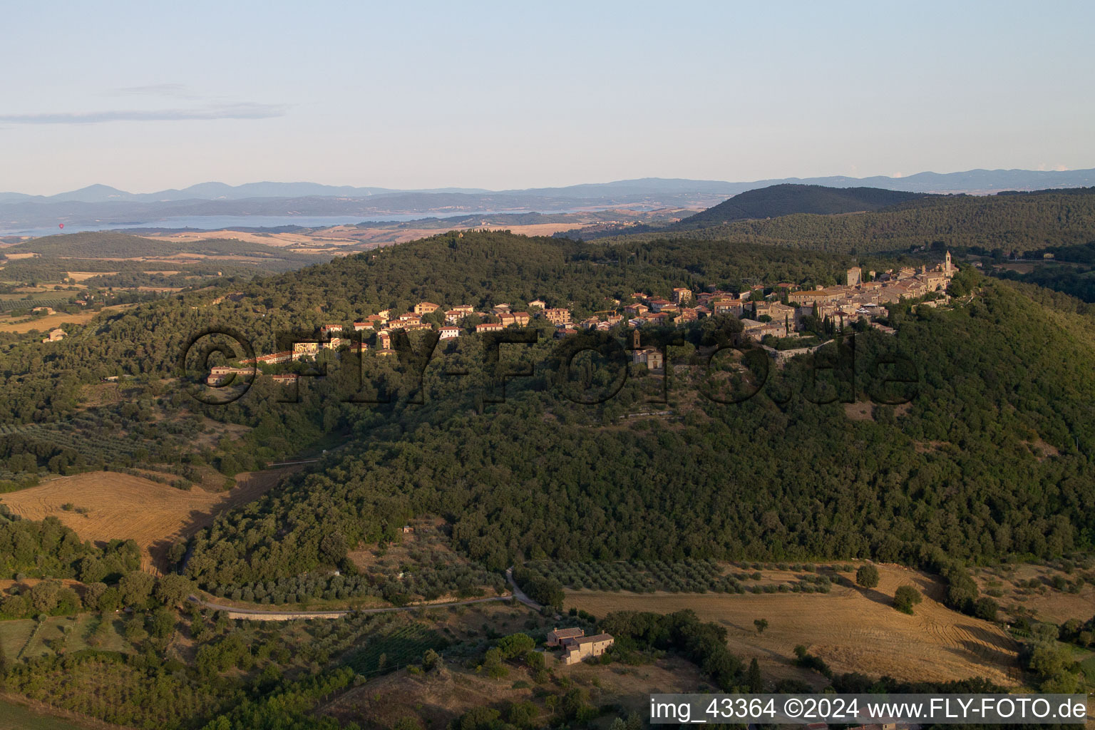 Montefollonico in the state Tuscany, Italy from above