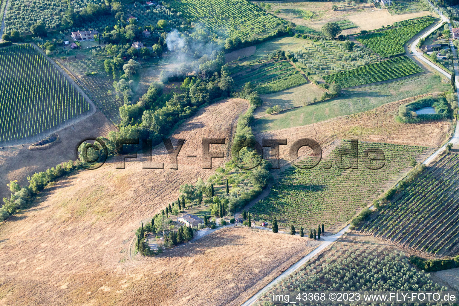 Aerial view of Montepulciano in the state Tuscany, Italy