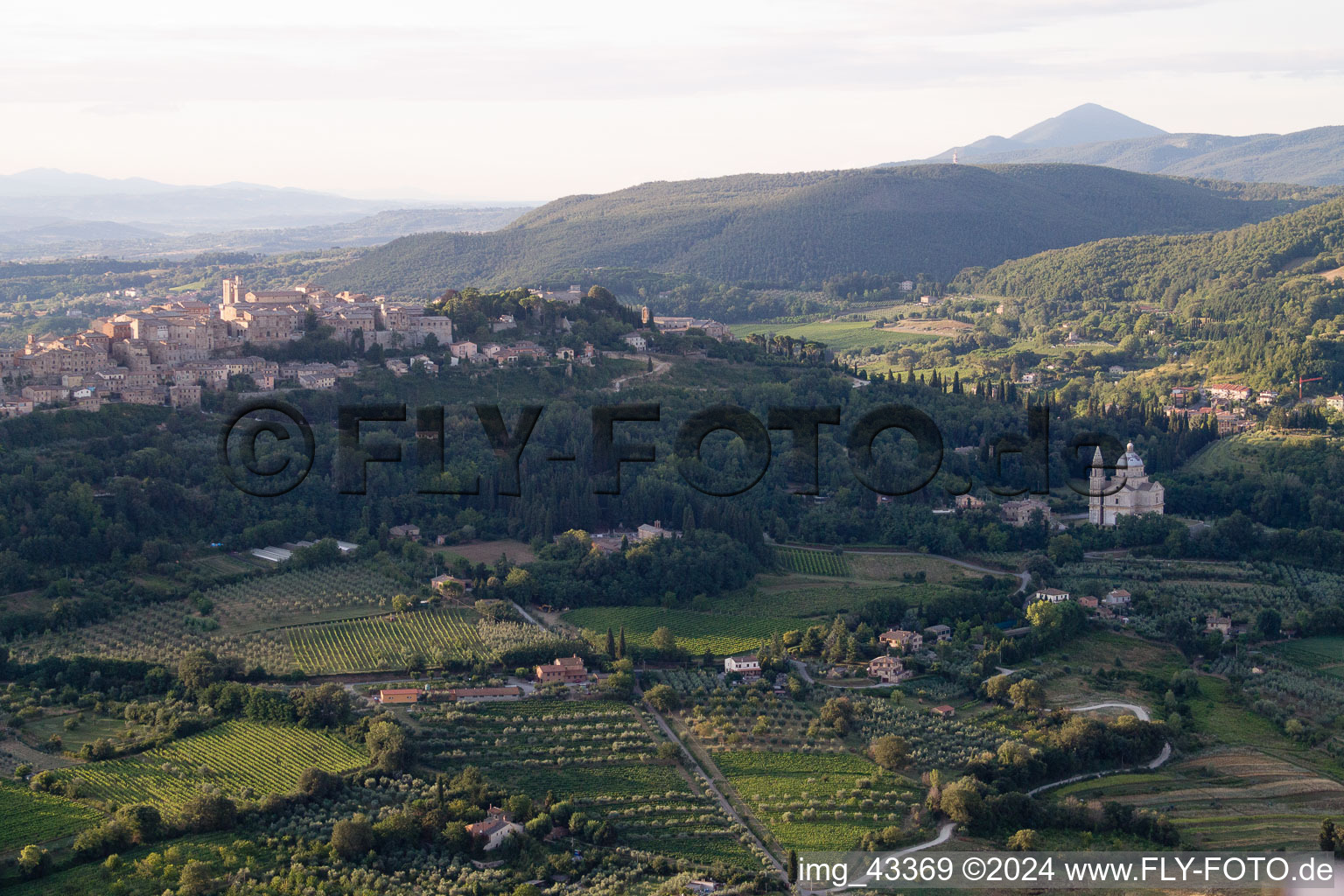 Aerial photograpy of Montepulciano in the state Siena, Italy