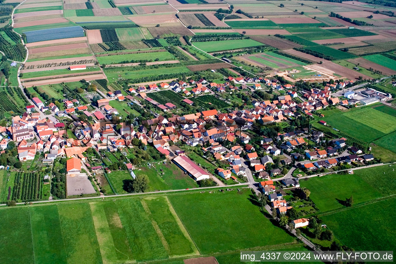 Oblique view of Schweighofen in the state Rhineland-Palatinate, Germany