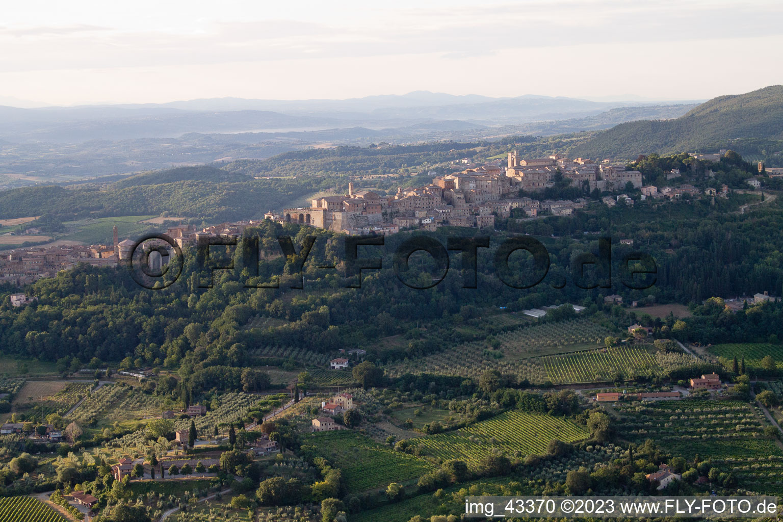 Oblique view of Montepulciano in the state Tuscany, Italy