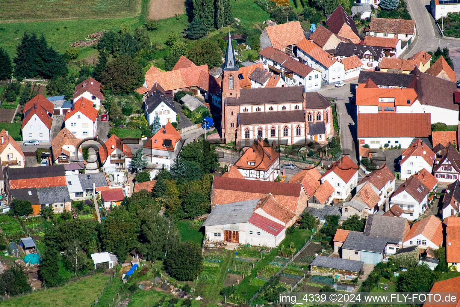 Schweighofen in the state Rhineland-Palatinate, Germany from above