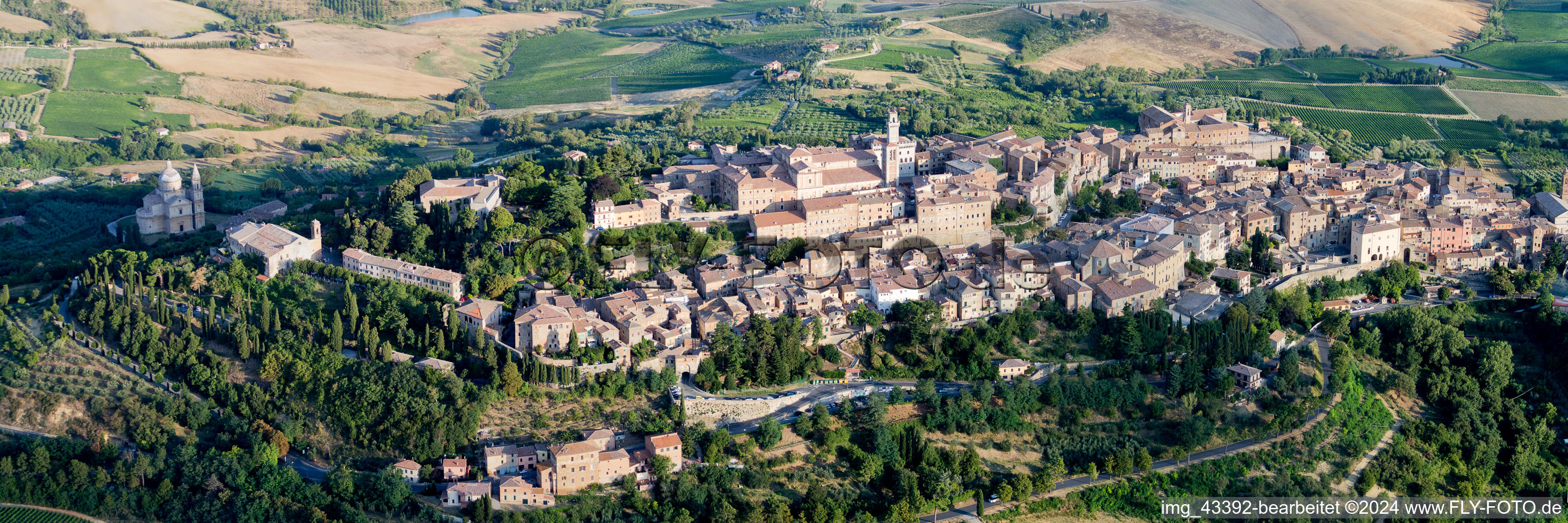 Montepulciano in the state Siena, Italy from the plane