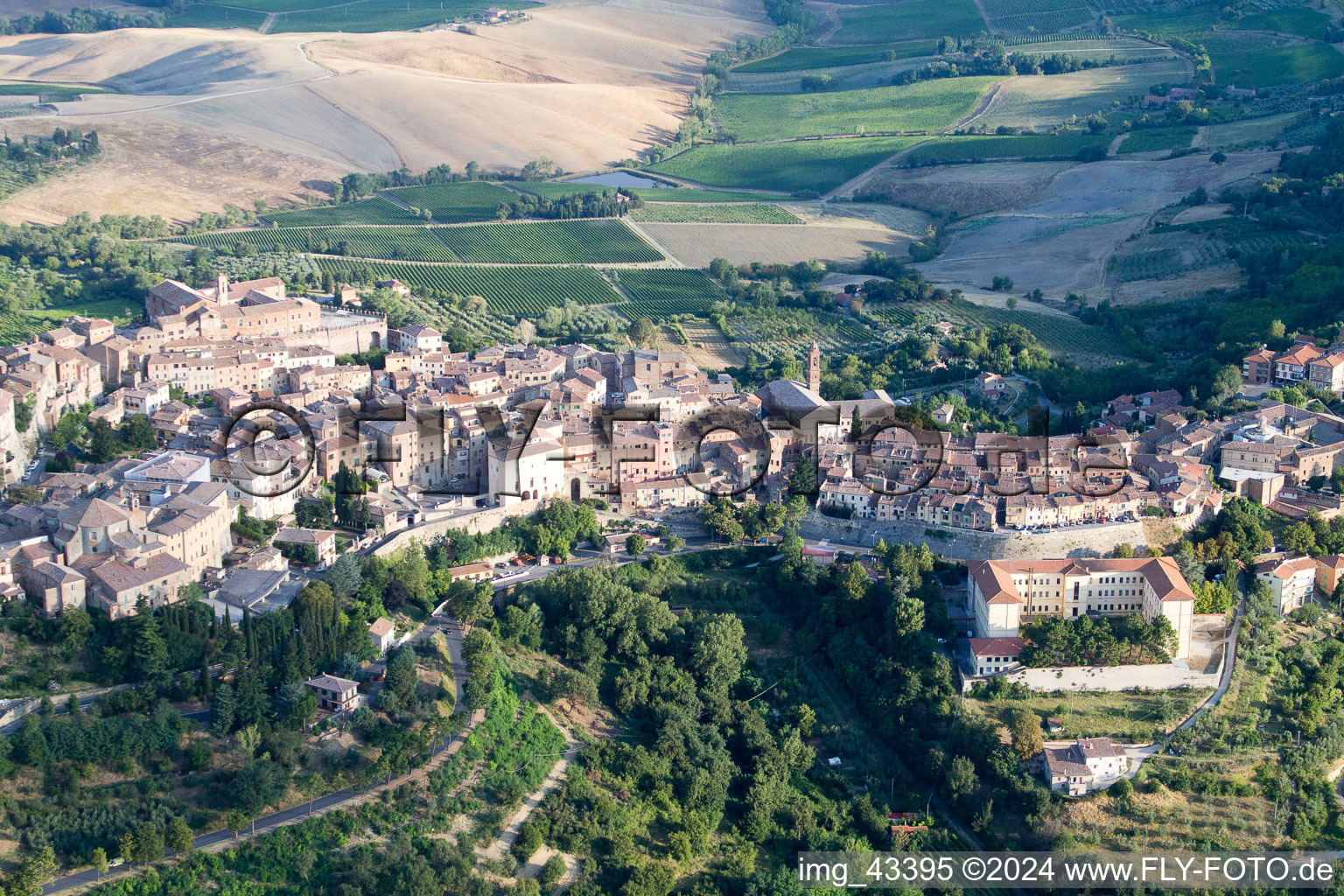 Bird's eye view of Montepulciano in the state Siena, Italy