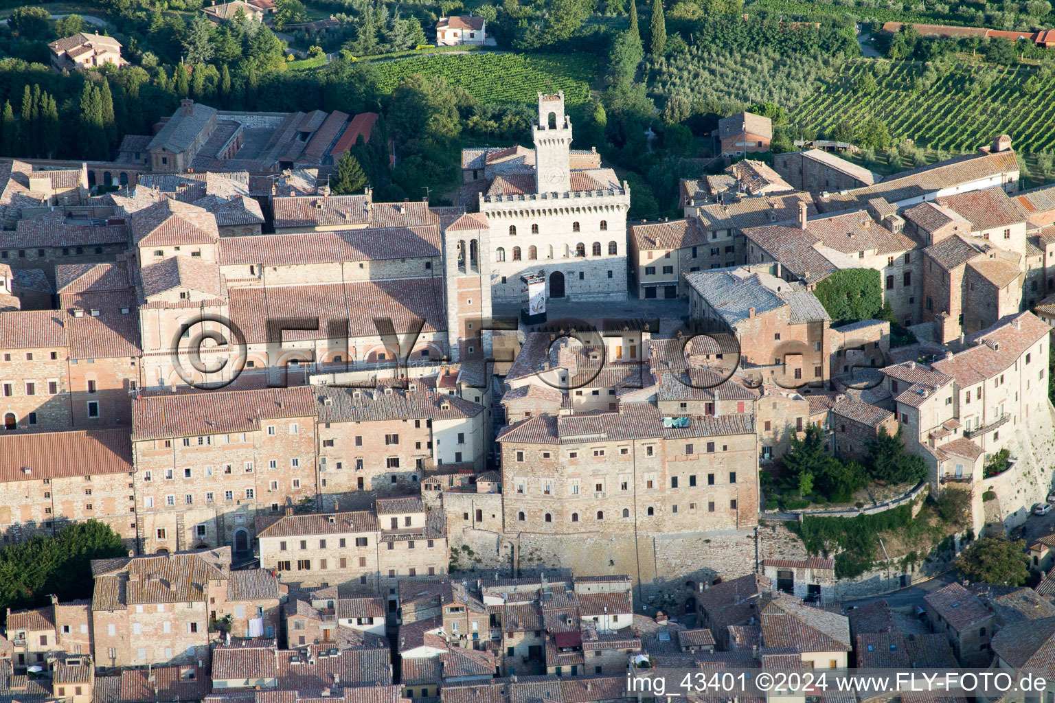 Montepulciano in the state Siena, Italy viewn from the air