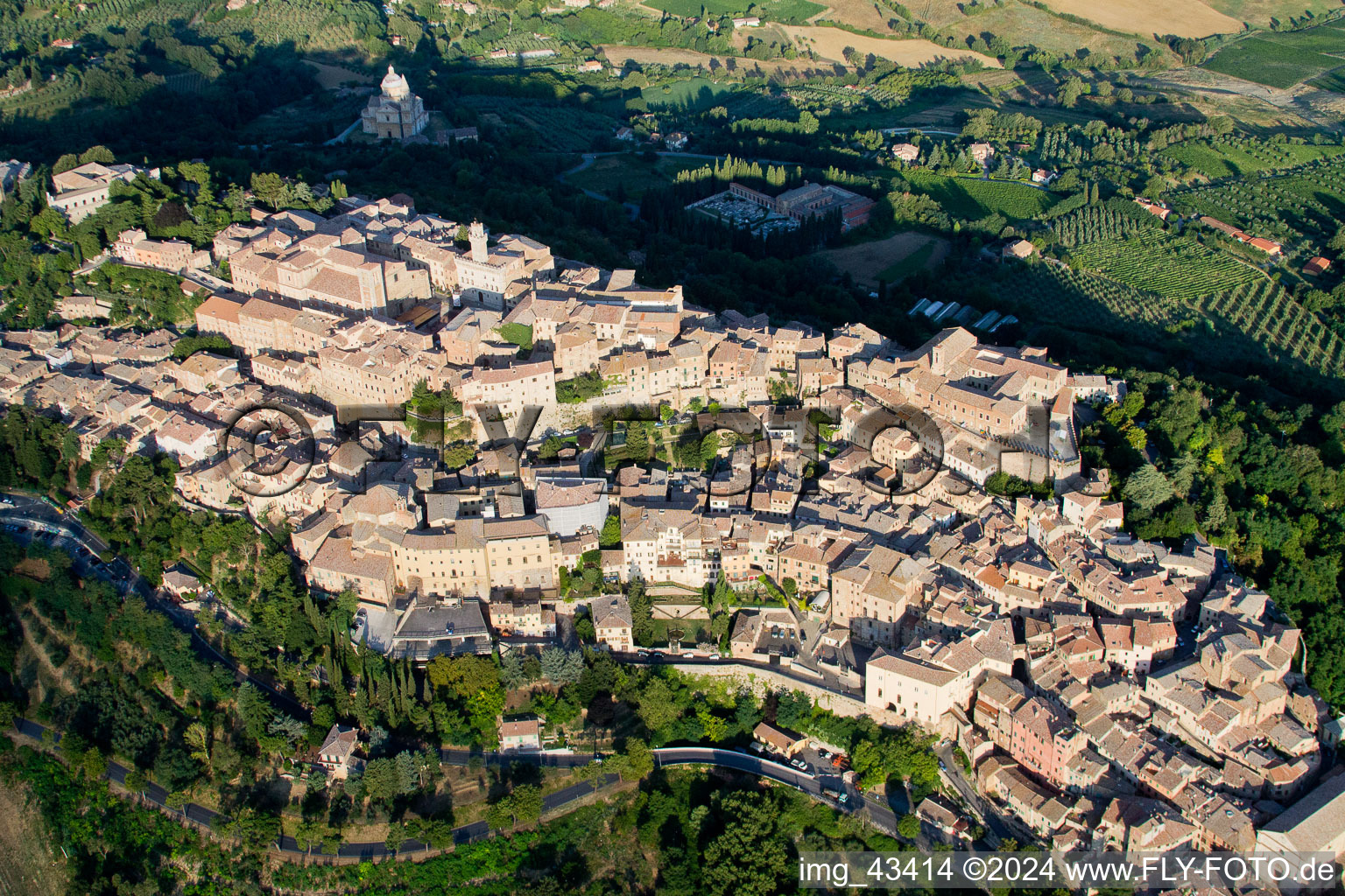 View of the streets and houses of the residential areas in Montepulciano in the state Siena, Italy