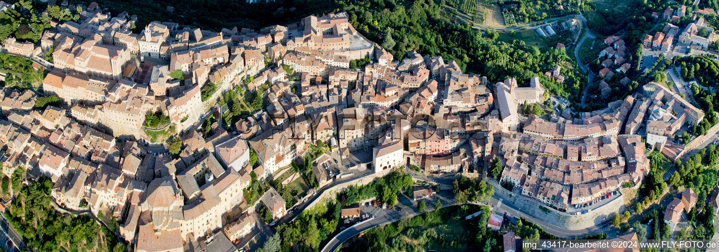 Montepulciano in the state Siena, Italy from the drone perspective