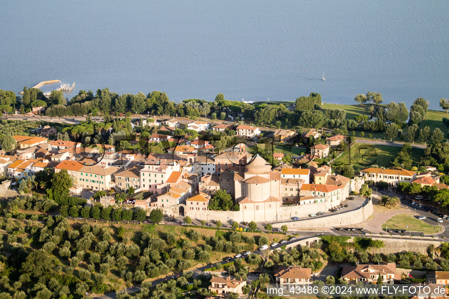 Castiglione del Lago in the state Umbria, Italy out of the air