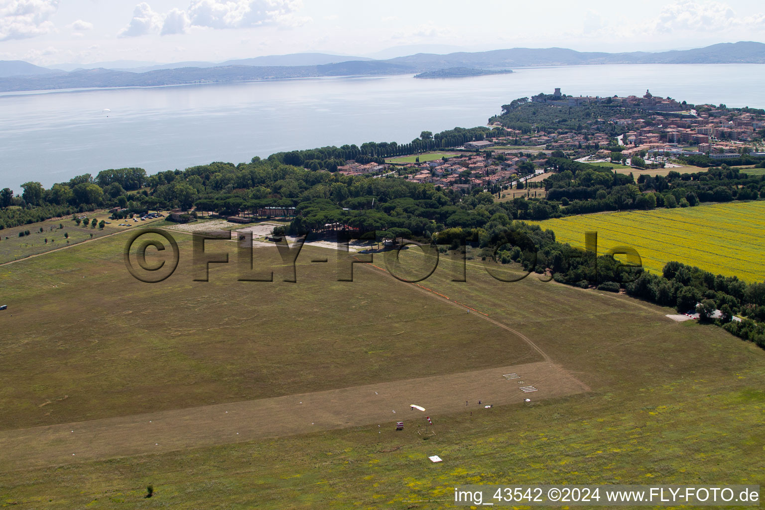 Castiglione del lago in the state Umbria, Italy from the plane