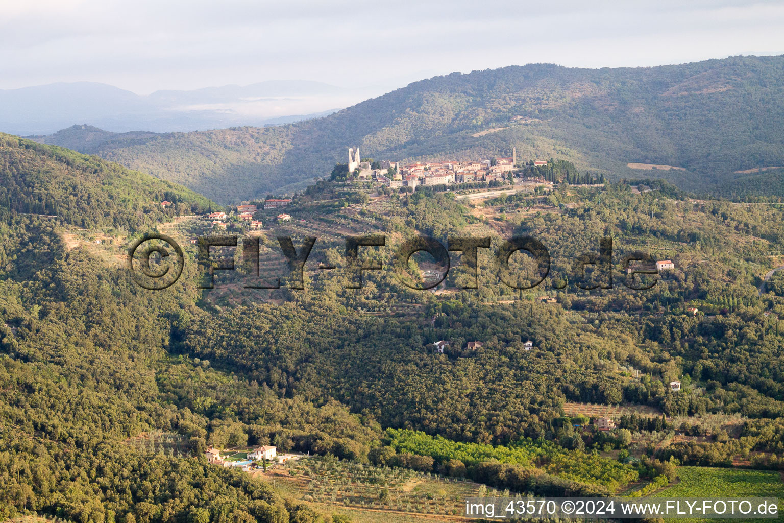 Aerial photograpy of Civitella in Val di Chiana in the state Arezzo, Italy