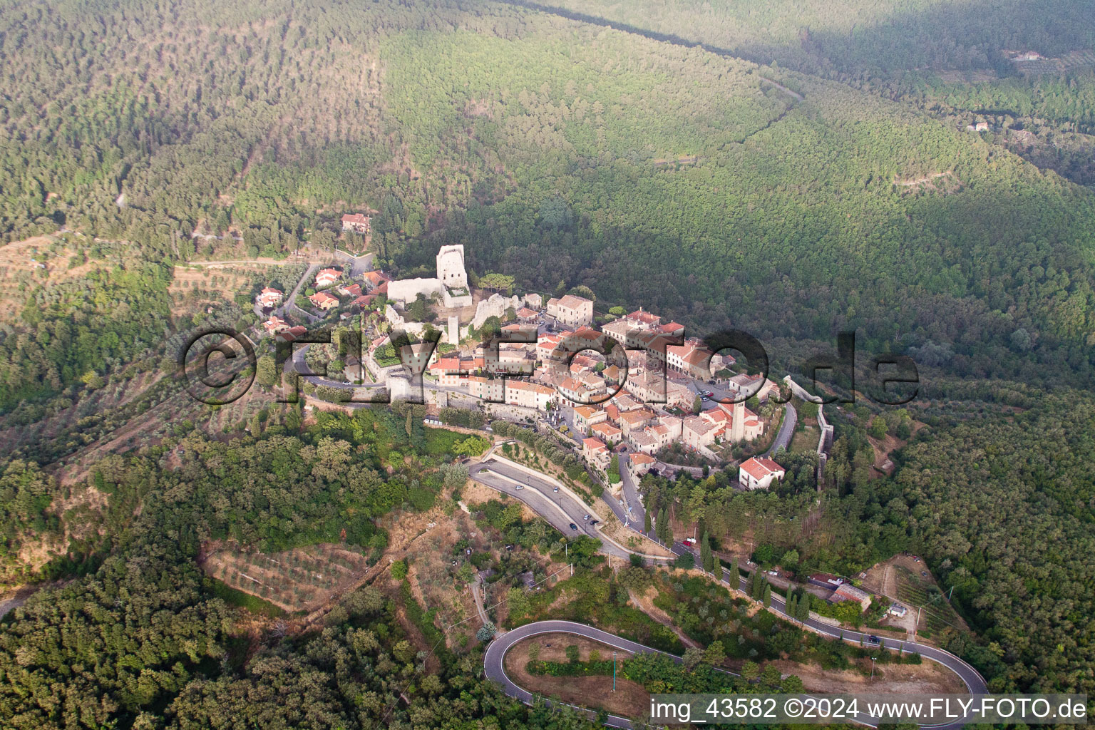 Civitella in Val di Chiana in the state Arezzo, Italy from above