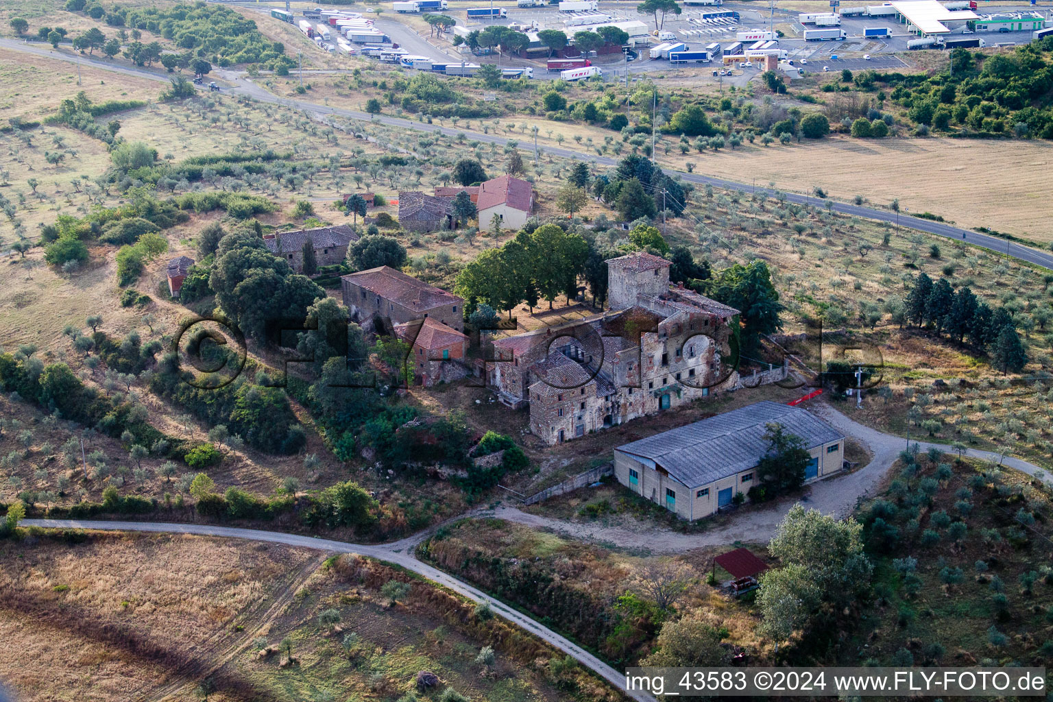 Civitella in Val di Chiana in the state Arezzo, Italy out of the air