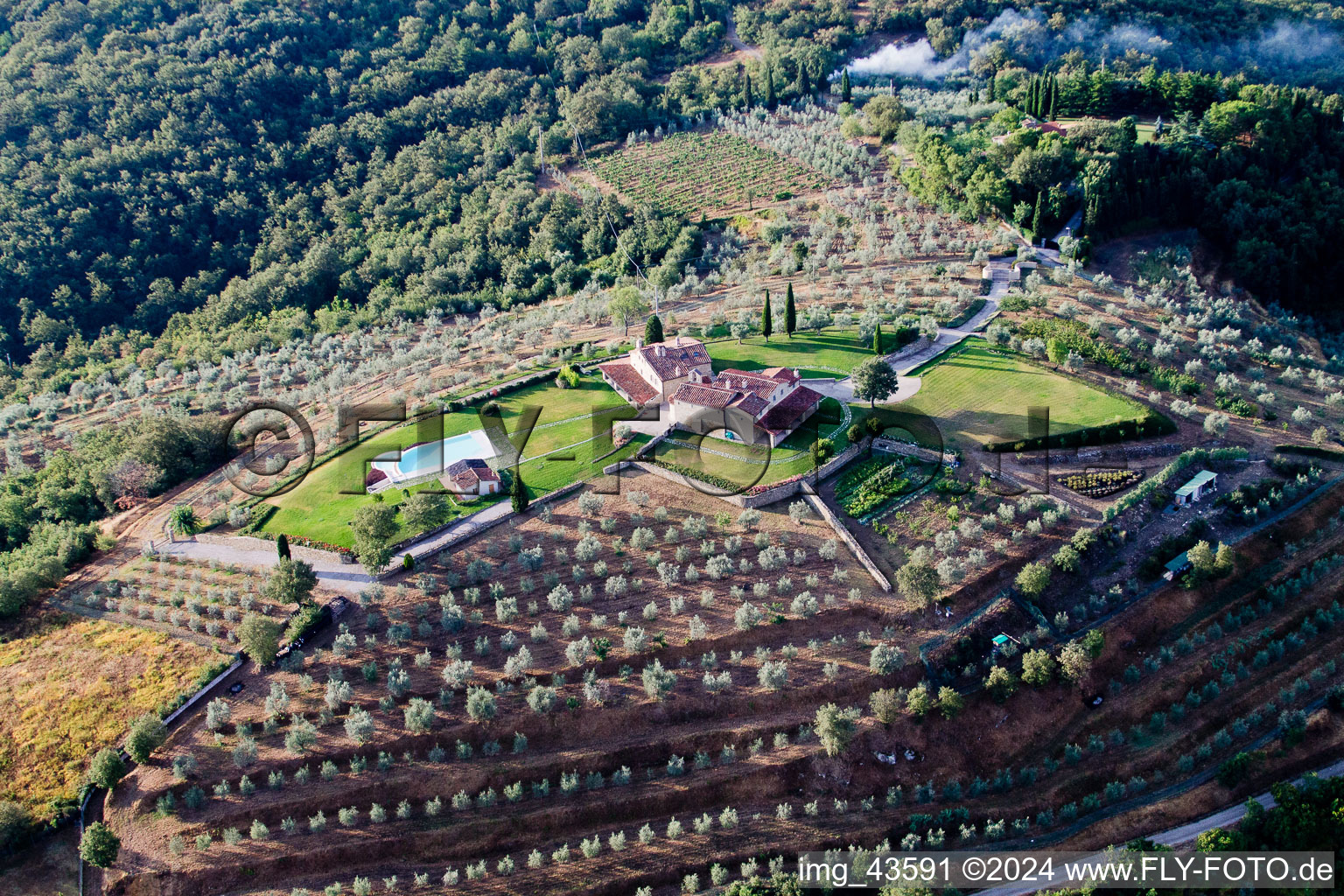 Aerial view of Il Bastardo in the state Tuscany, Italy