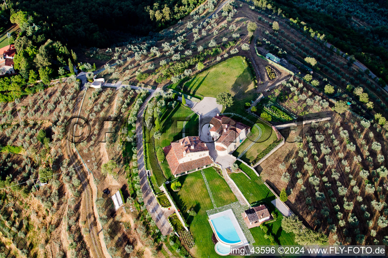 Aerial photograpy of Il Bastardo in the state Tuscany, Italy