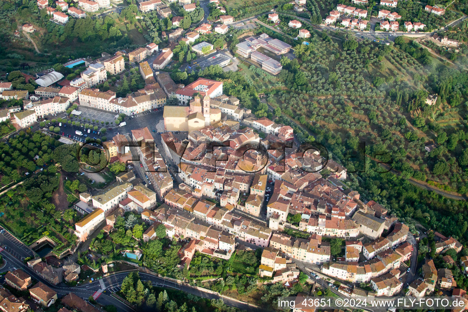 Oblique view of Sinalunga in the state Tuscany, Italy