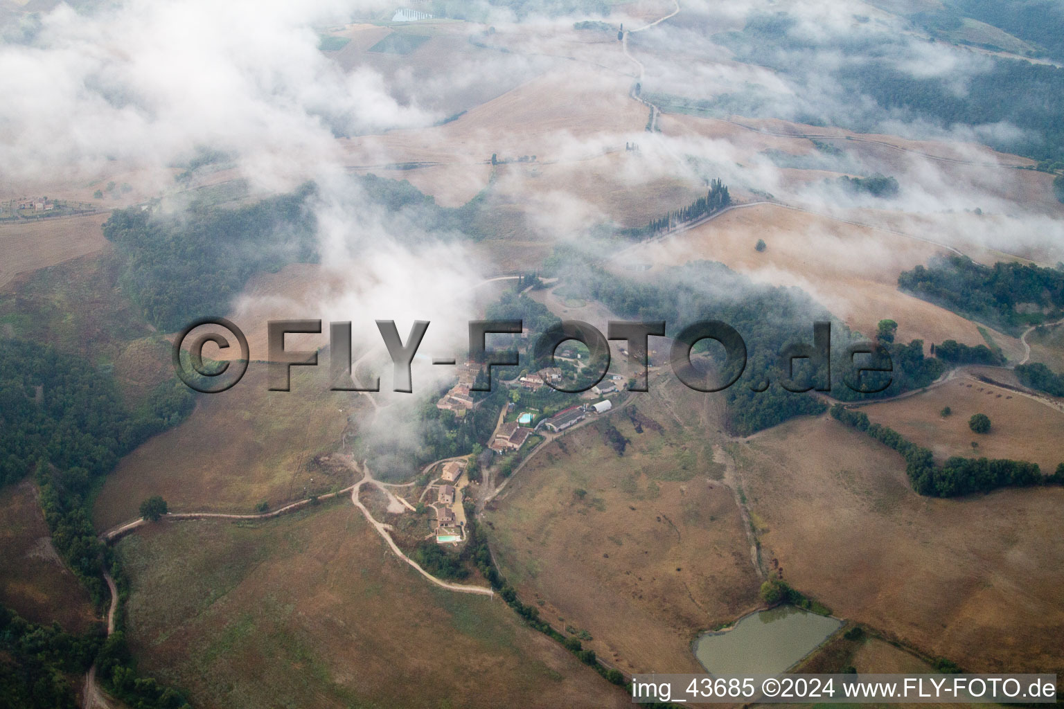 Aerial view of Vergelle in the state Tuscany, Italy