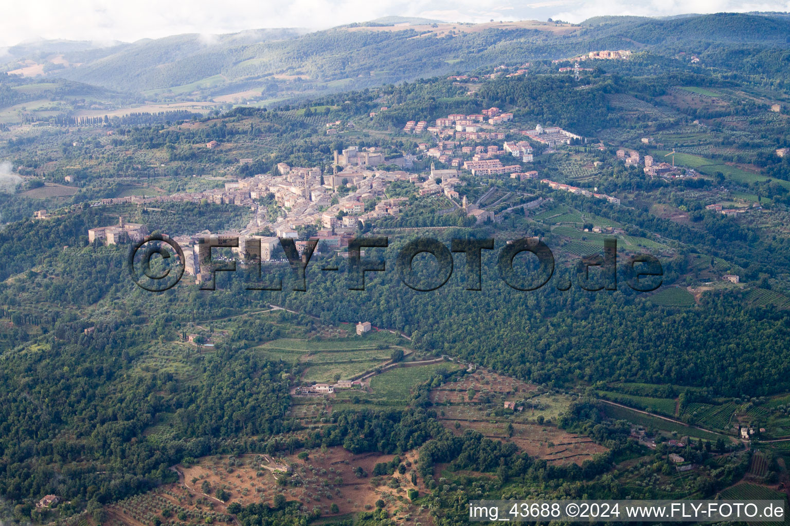 Aerial photograpy of Montalcino in the state Siena, Italy