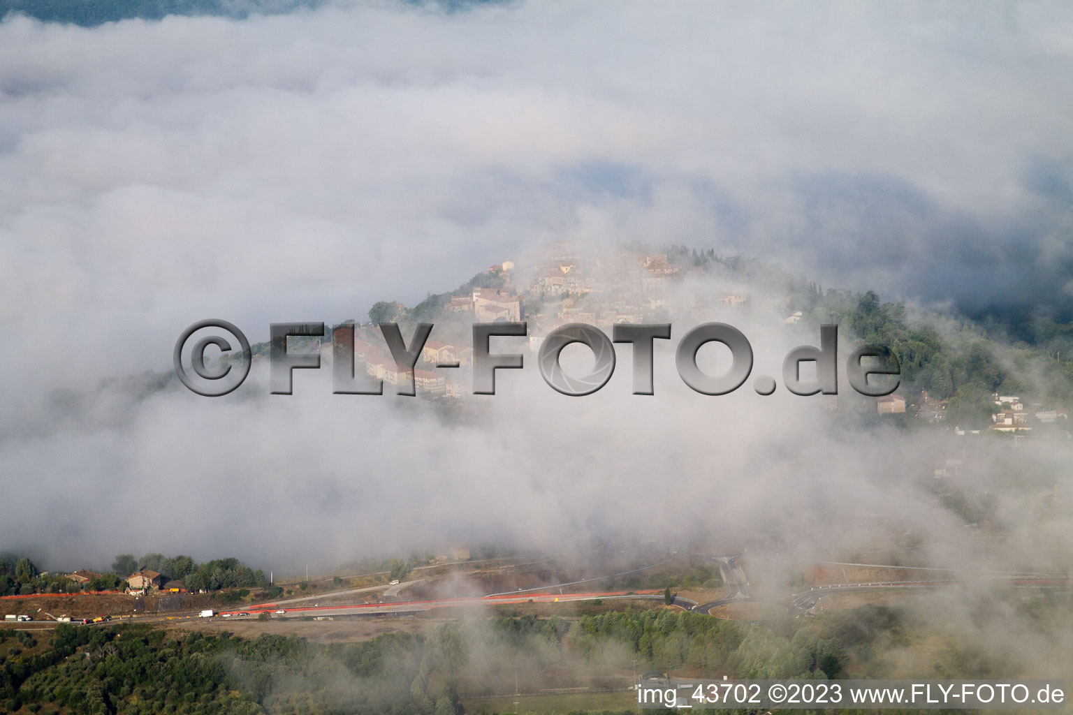 Aerial photograpy of Civitella Marittima in the state Tuscany, Italy