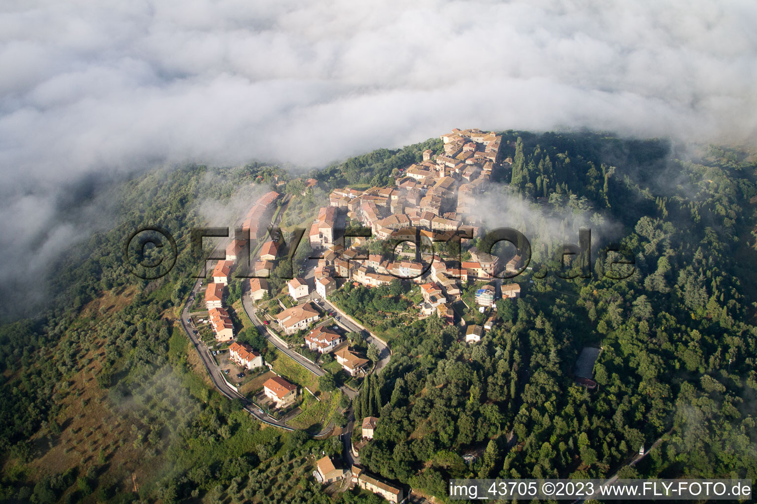 Oblique view of Civitella Marittima in the state Tuscany, Italy