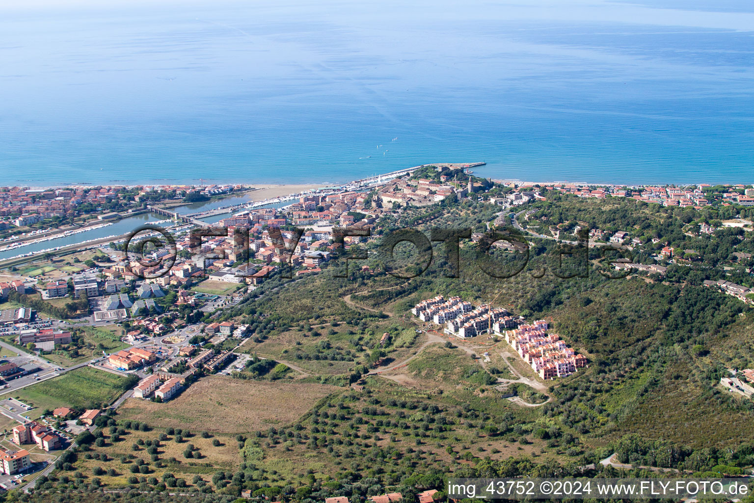 Aerial photograpy of Castiglione della Pescaia in the state Tuscany, Italy