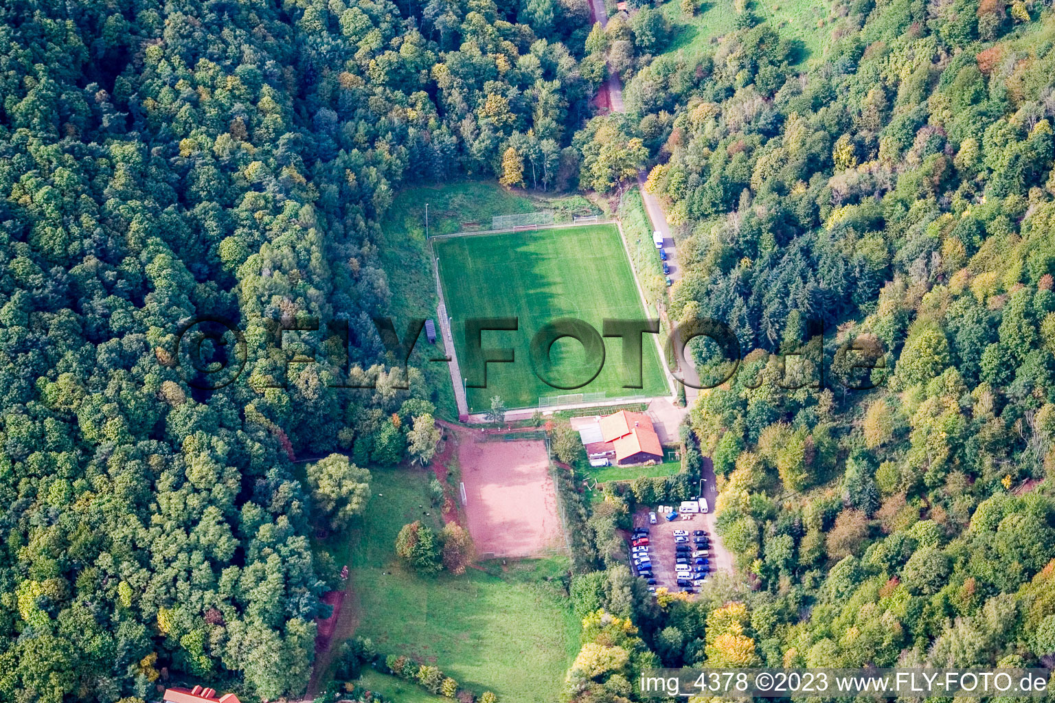 Sports field in Eschbach in the state Rhineland-Palatinate, Germany