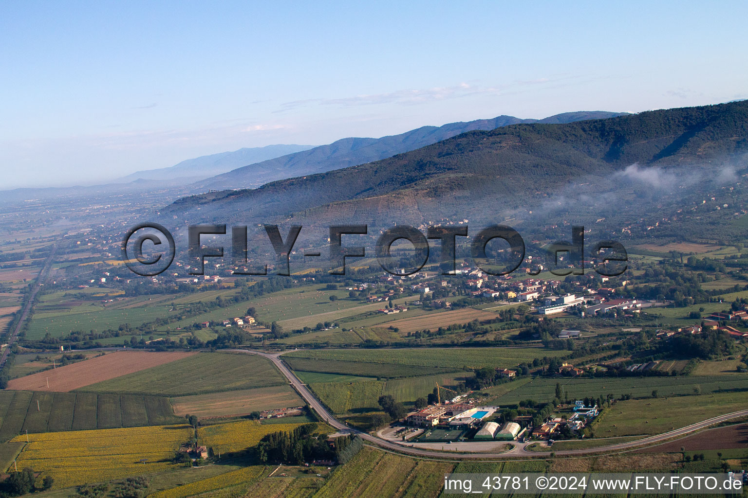 Camucia in the state Tuscany, Italy seen from above