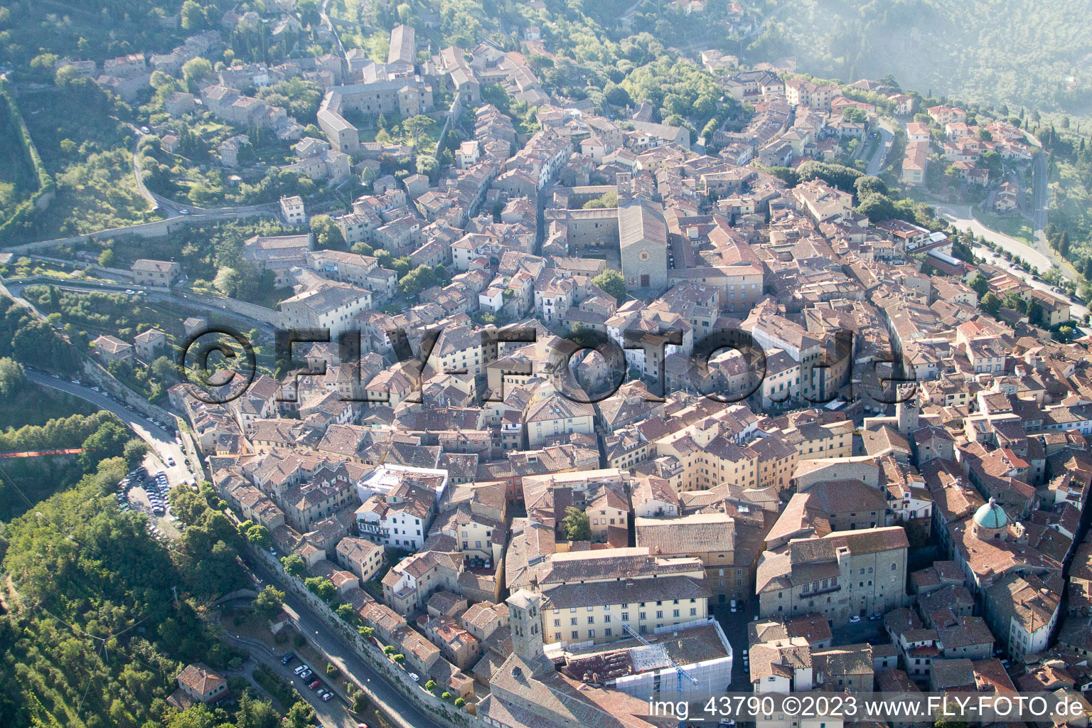 Aerial photograpy of Cortona in the state Tuscany, Italy