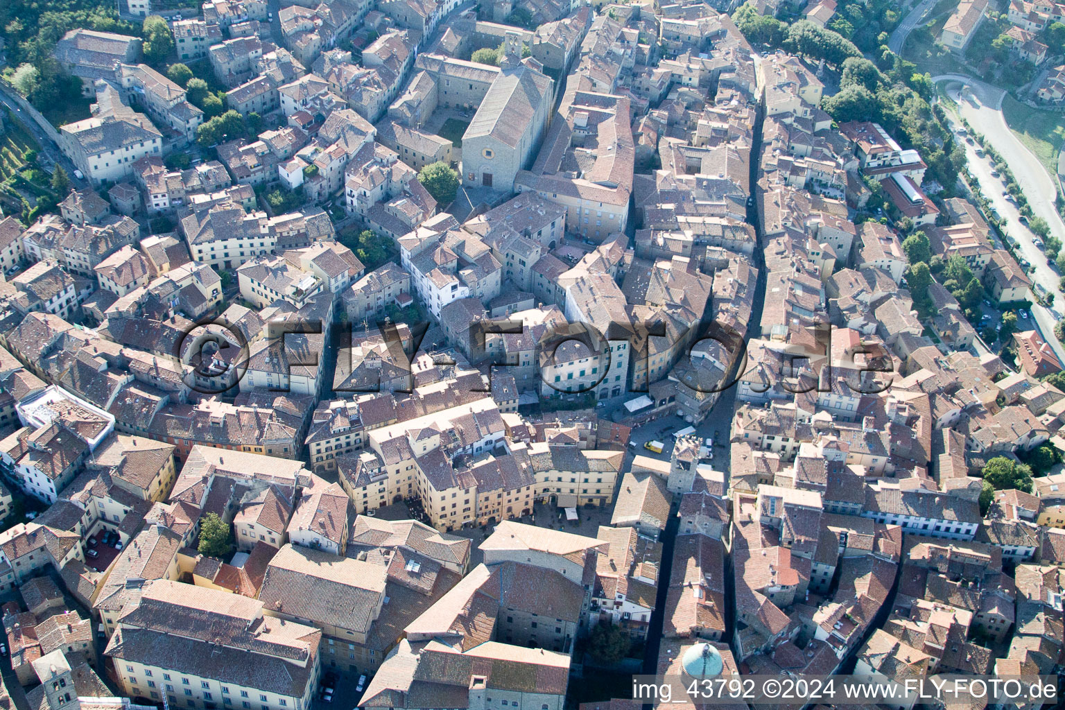 Cortona in the state Arezzo, Italy from above